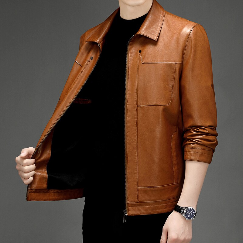 Jaqueta de Couro Slim casual Nubek