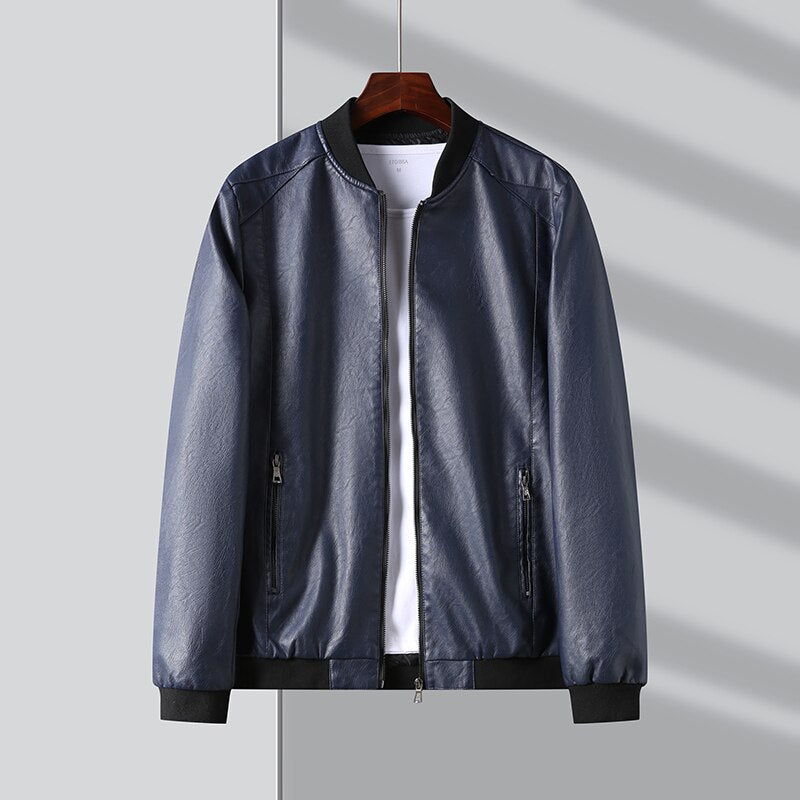 Jaqueta Slim de Couro Estilo Motoqueiro