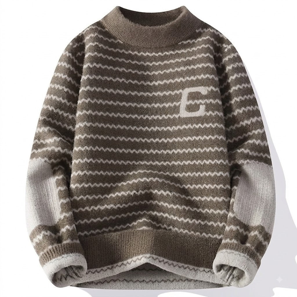Blusa de Frio Masculina Tricô Grossa Listrada