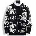 Blusão de Tricô Masculino Oversized com Estampa de Urso de Pelúcia