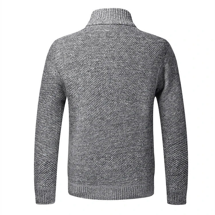 Cardigan Masculino De Tricô Forrado Peluciado Com Zíper