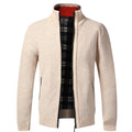 Cardigan Masculino De Tricô Forrado Peluciado Com Zíper