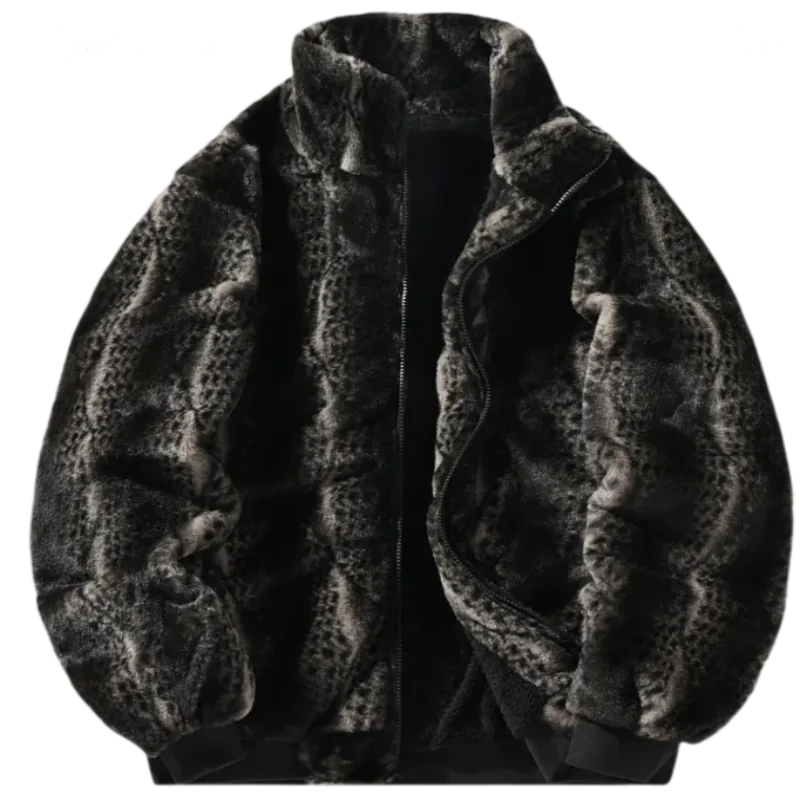Jaqueta Pelúcia Masculina Teddy de Pelo Sintético Oversized