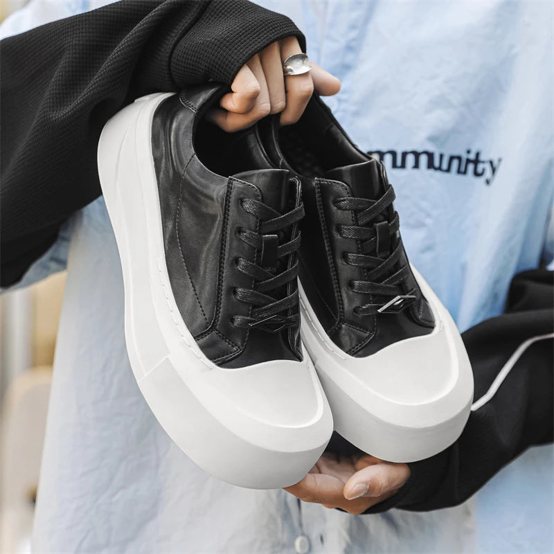 Tênis Skate Masculino Plataforma Couro Sola Alta Rebel