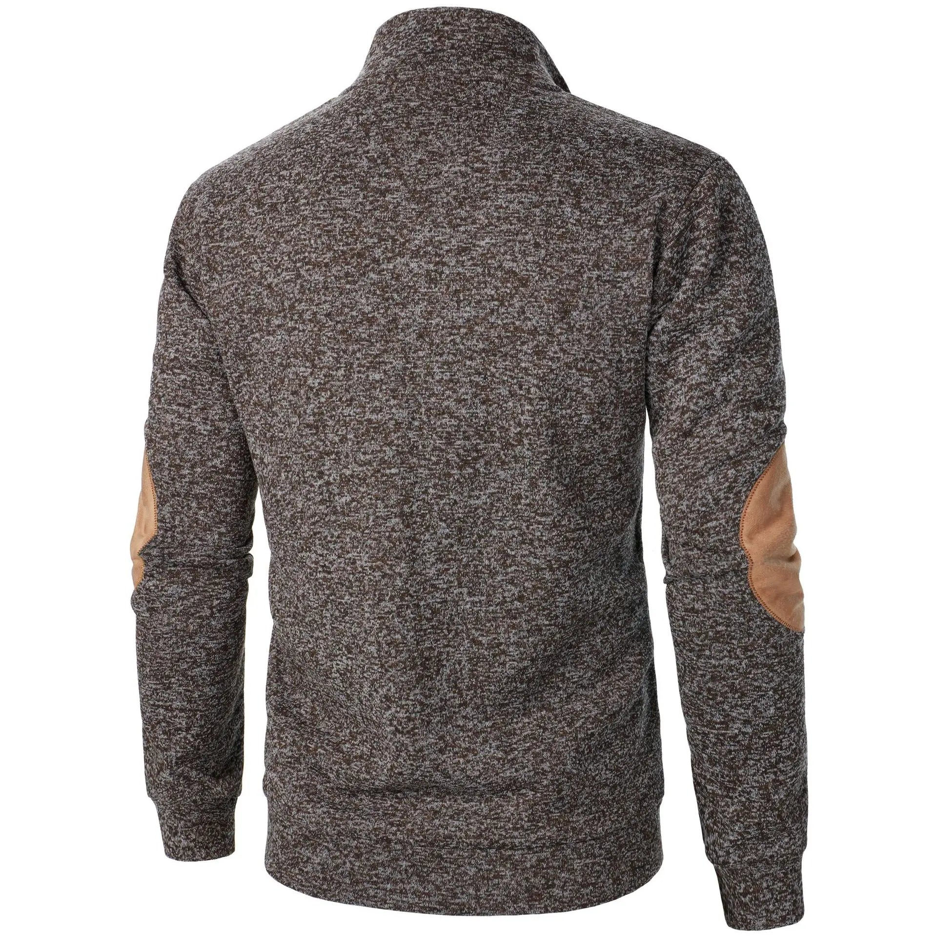 Blusa De Frio Masculina Suéter Com Gola De Botões E Cotoveleira