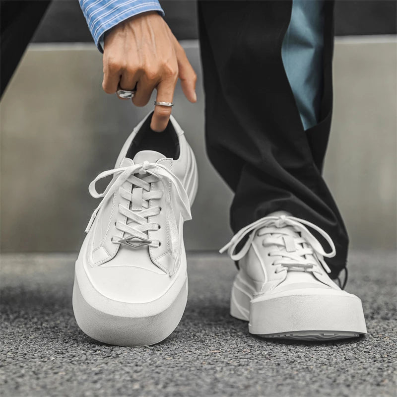 Tênis Skate Masculino Plataforma Couro Sola Alta Rebel