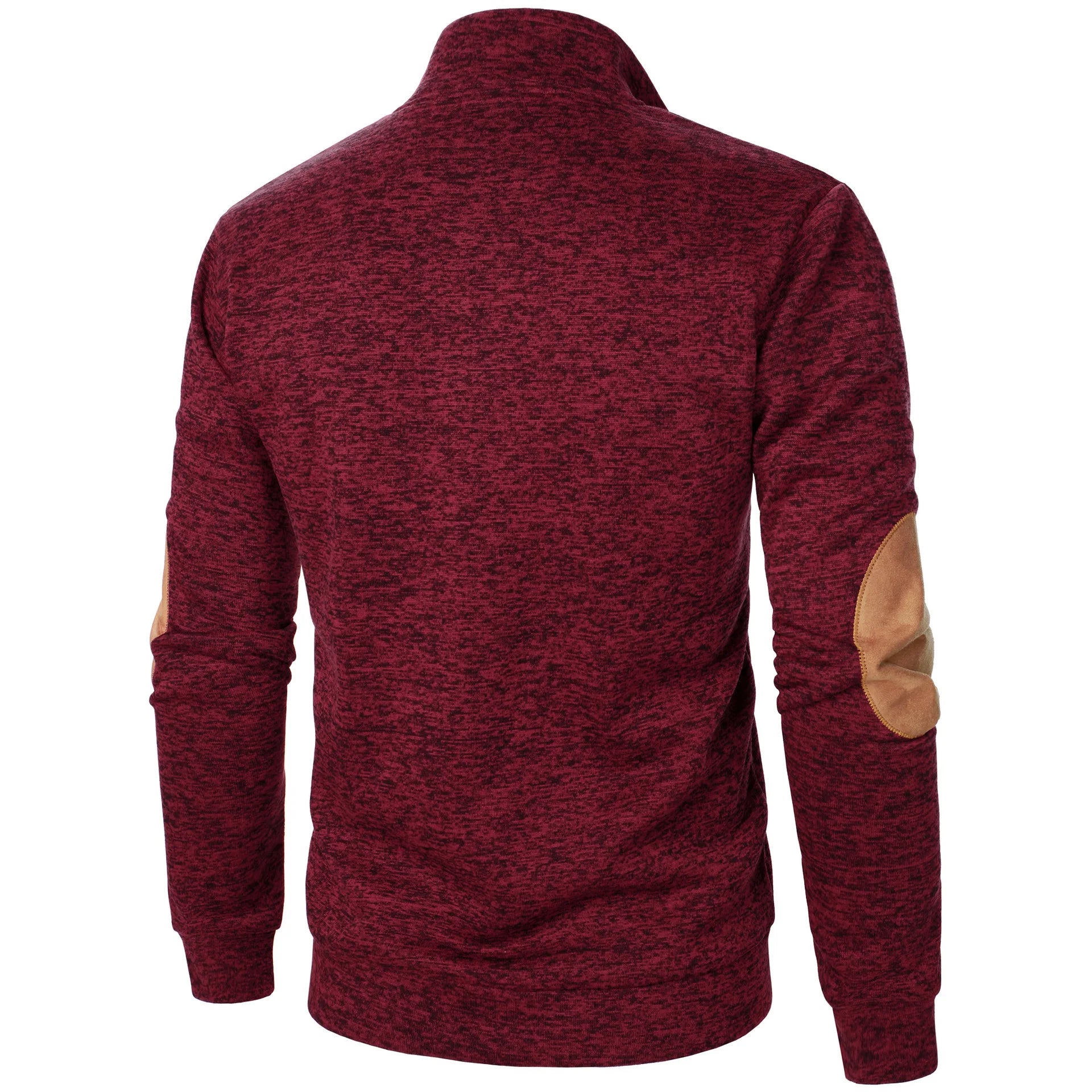 Blusa De Frio Masculina Suéter Com Gola De Botões E Cotoveleira