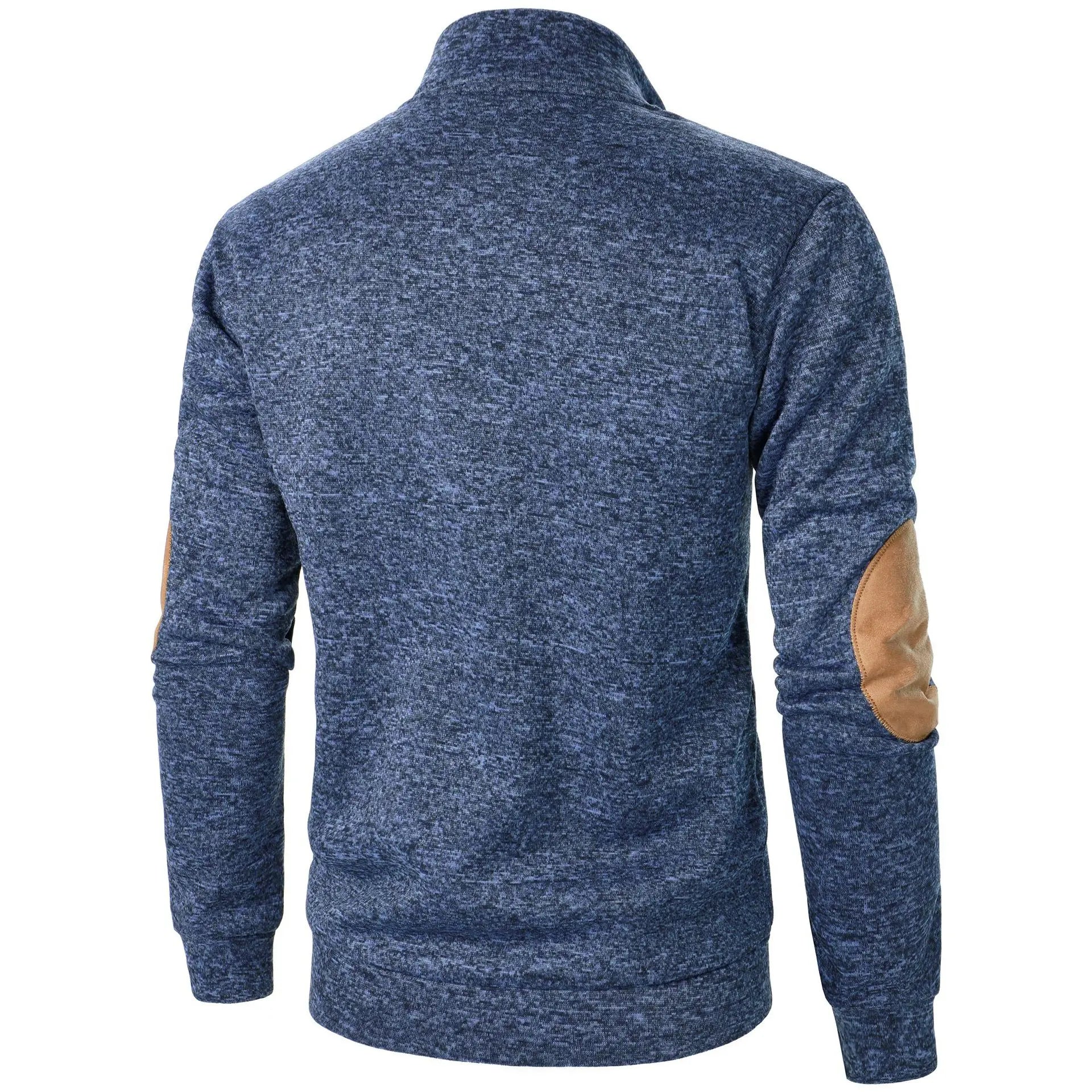 Blusa De Frio Masculina Suéter Com Gola De Botões E Cotoveleira