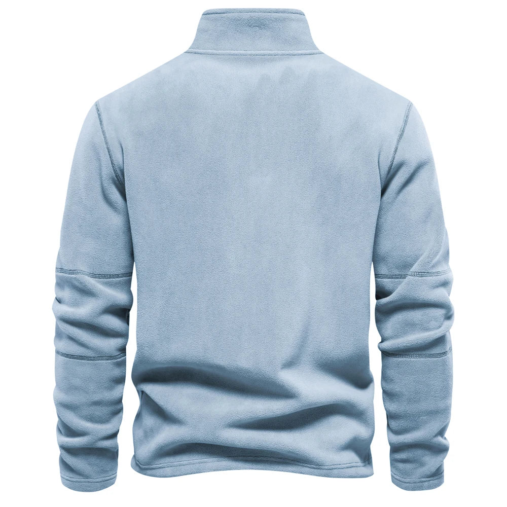 Blusa Fleece Masculina Térmica Com Meio Zíper Gola Alta