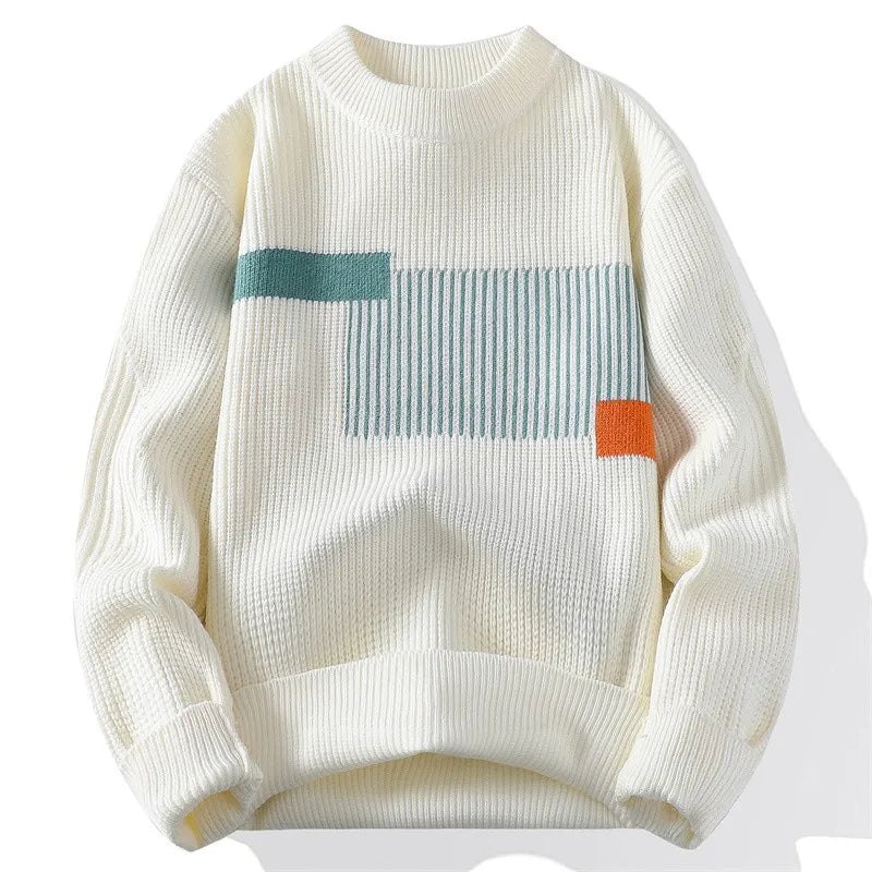 Blusa de Frio Masculina de Tricô Grosso com Detalhe Geométrico