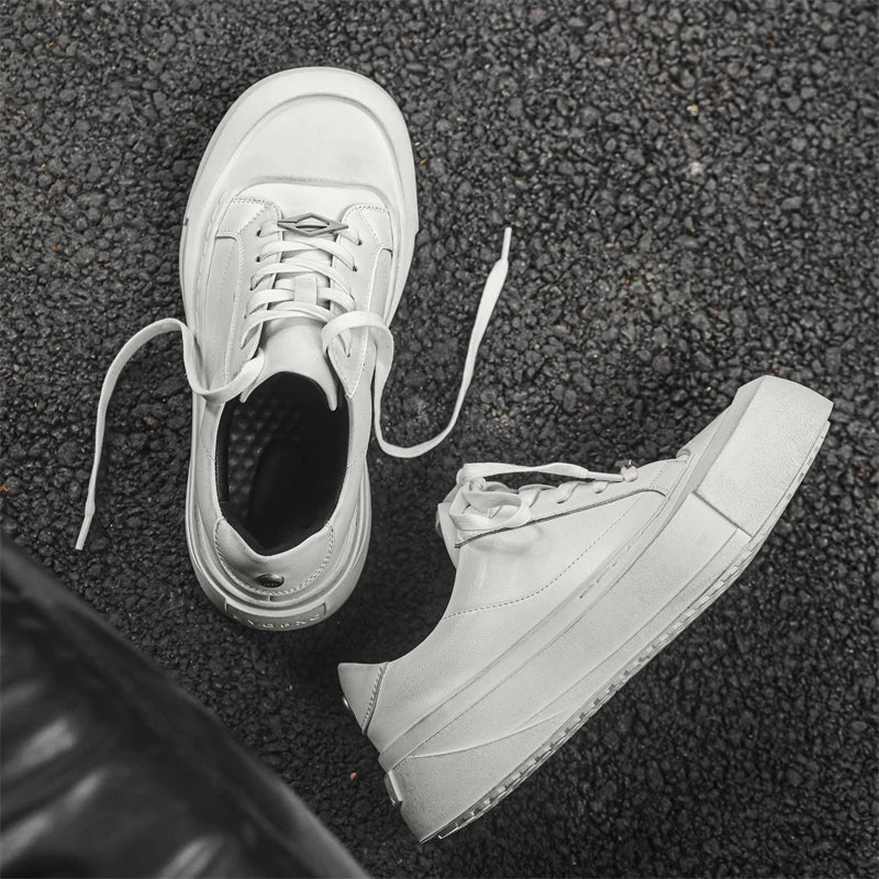 Tênis Skate Masculino Plataforma Couro Sola Alta Rebel