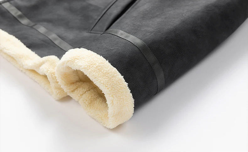 Jaqueta Aviador Masculina Suede Forrada Pelúcia Sherpa Inverno