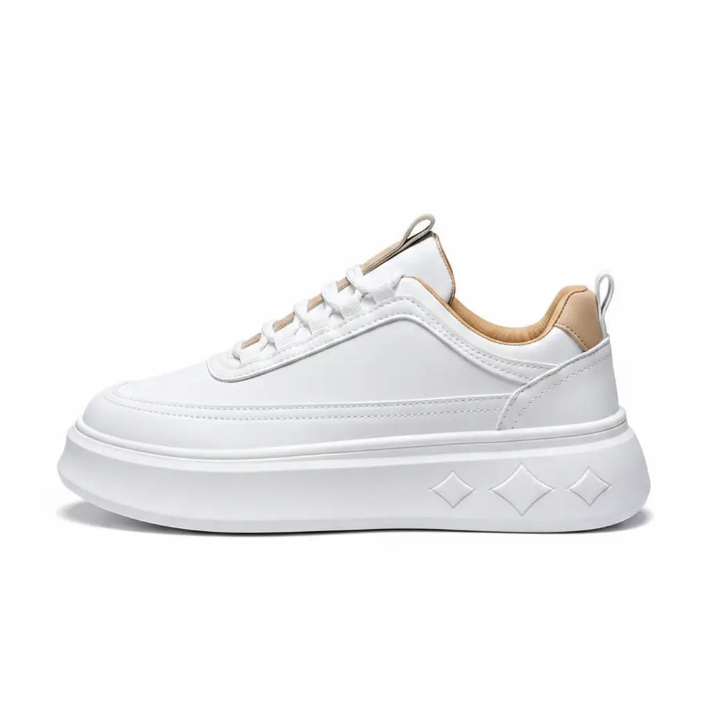 Tênis Sneaker Masculino Casual Plataforma Sola Alta Branco Diamond