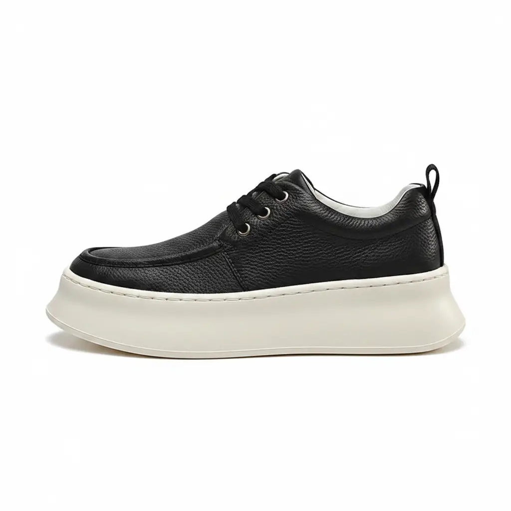 Tênis Masculino Casual Plataforma de Couro Oxford Off