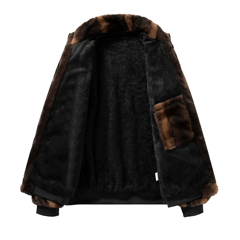 Jaqueta Pelúcia Masculina Teddy de Pelo Sintético Oversized