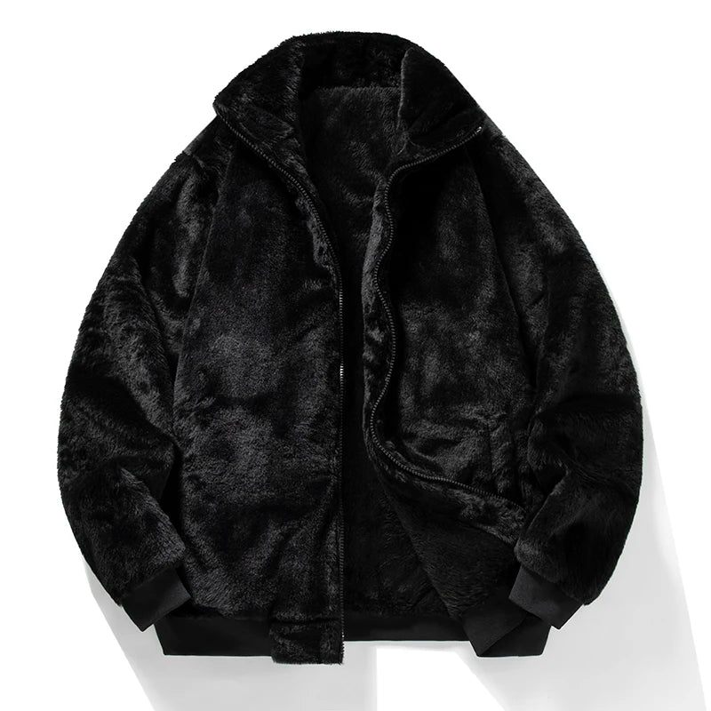 Jaqueta Pelúcia Masculina Teddy de Pelo Sintético Oversized