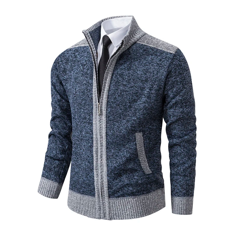 Casaco Cardigan Masculino Tricô Fechamento em Zíper