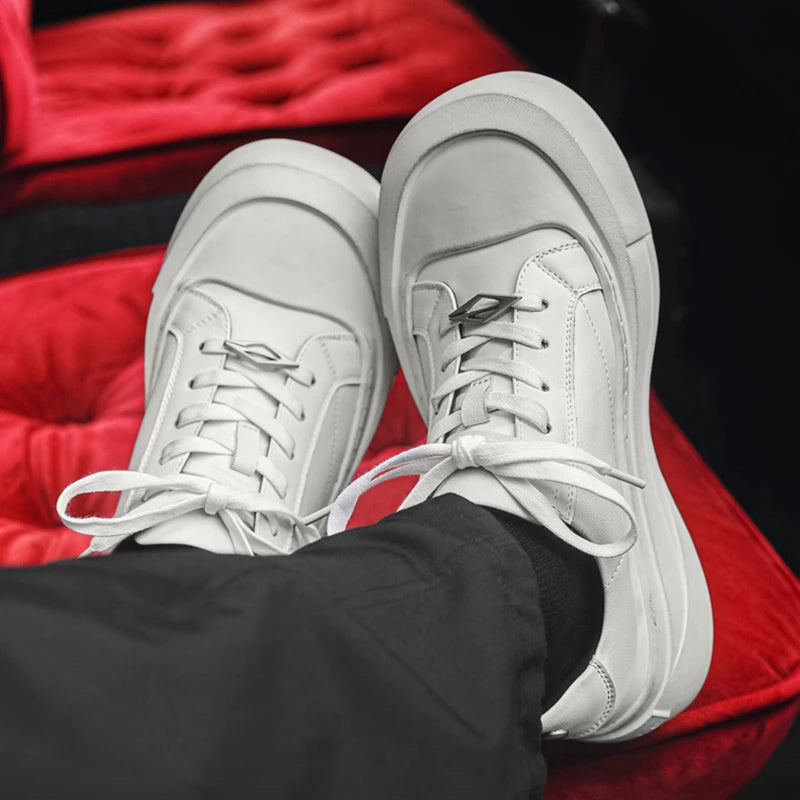 Tênis Skate Masculino Plataforma Couro Sola Alta Rebel