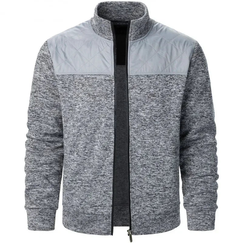 Jaqueta Masculina Fleece Mesclado com Recorte nos Ombros