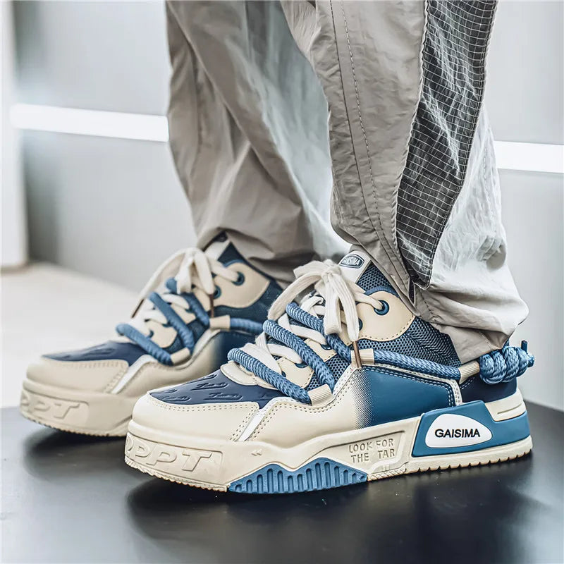 Tênis Masculino Chunky Plataforma Skate com Cadarço de Corda