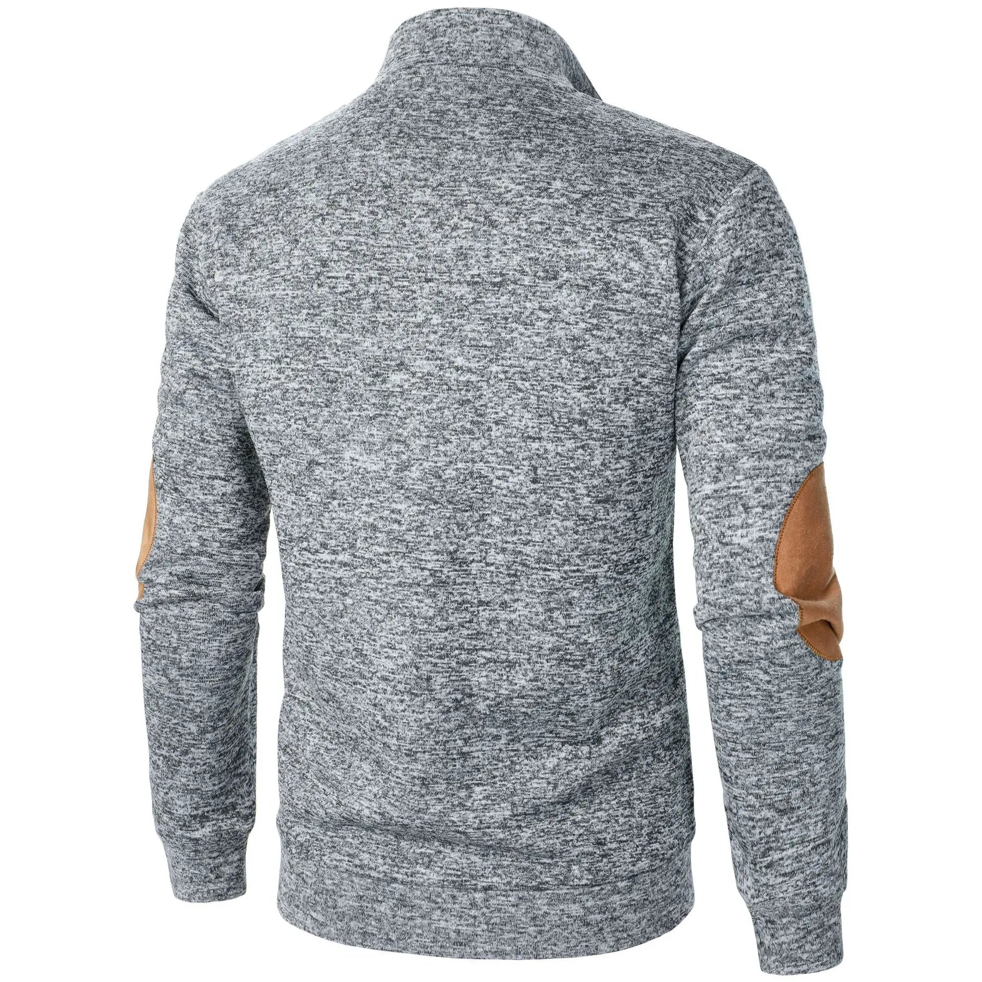 Blusa De Frio Masculina Suéter Com Gola De Botões E Cotoveleira