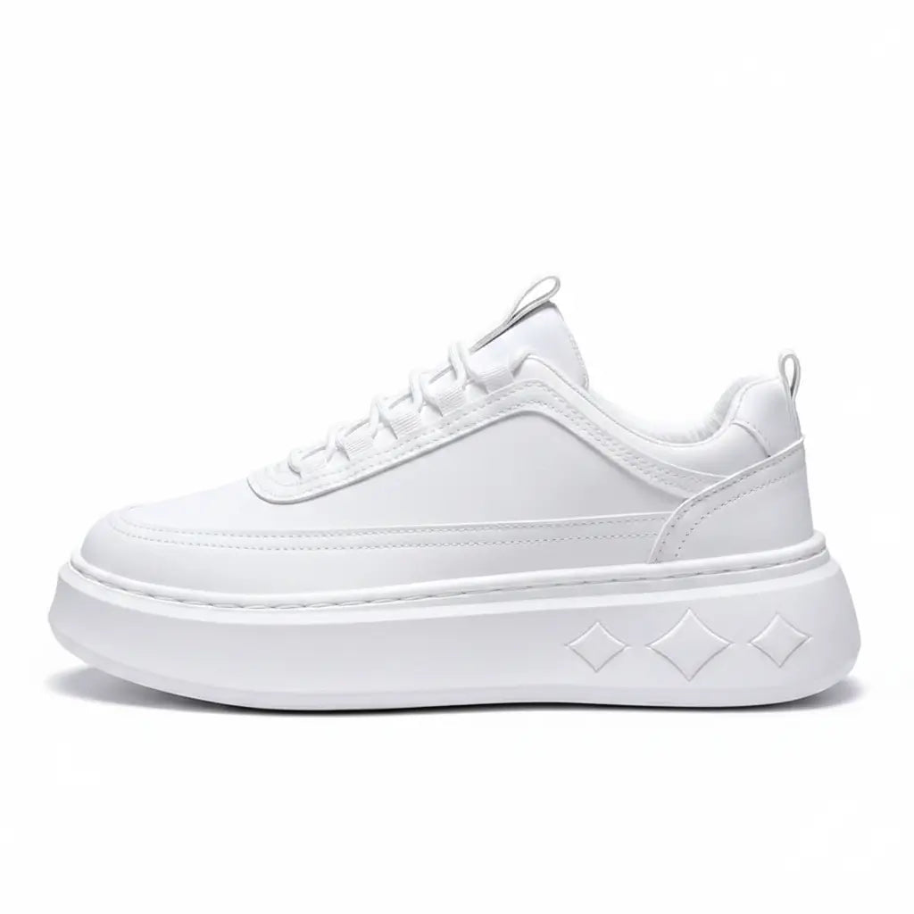 Tênis Sneaker Masculino Casual Plataforma Sola Alta Branco Diamond