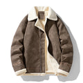 Jaqueta Aviador Masculina Suede Forrada Pelúcia Sherpa Inverno