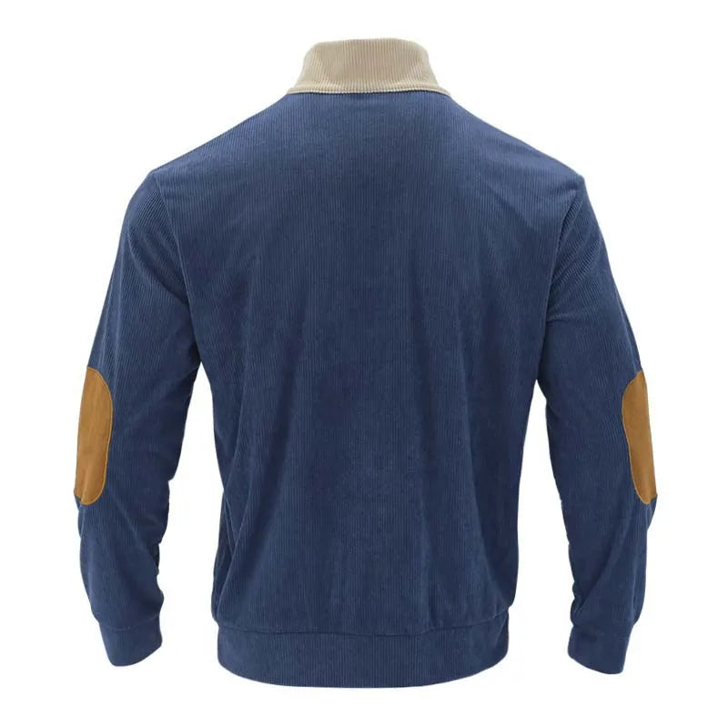Blusa de Frio Masculina Tricô Bicolor com Botões
