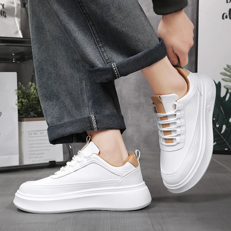 Tênis Sneaker Masculino Casual Plataforma Sola Alta Branco Diamond