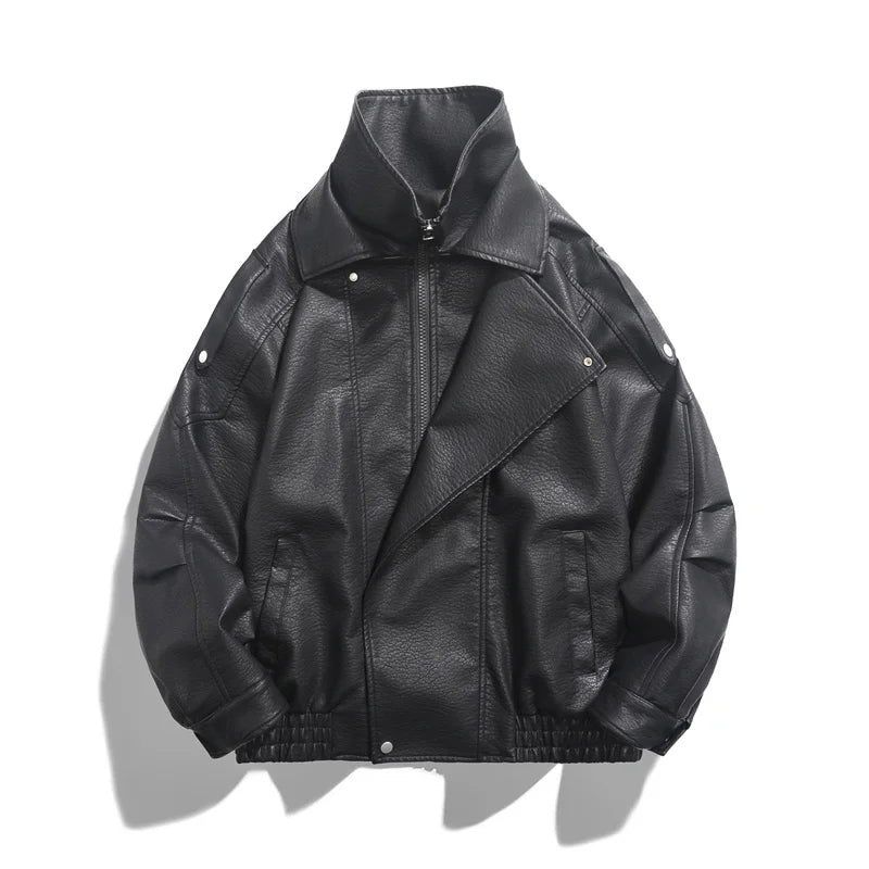 Jaqueta de Couro Oversized Masculina Streetwear