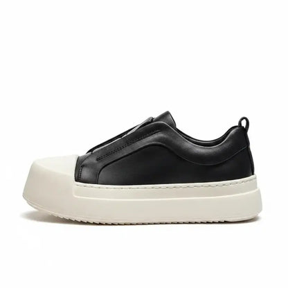 Tênis Slip-On Masculino Casual Plataforma Sola Alta Tratorada Couro Block