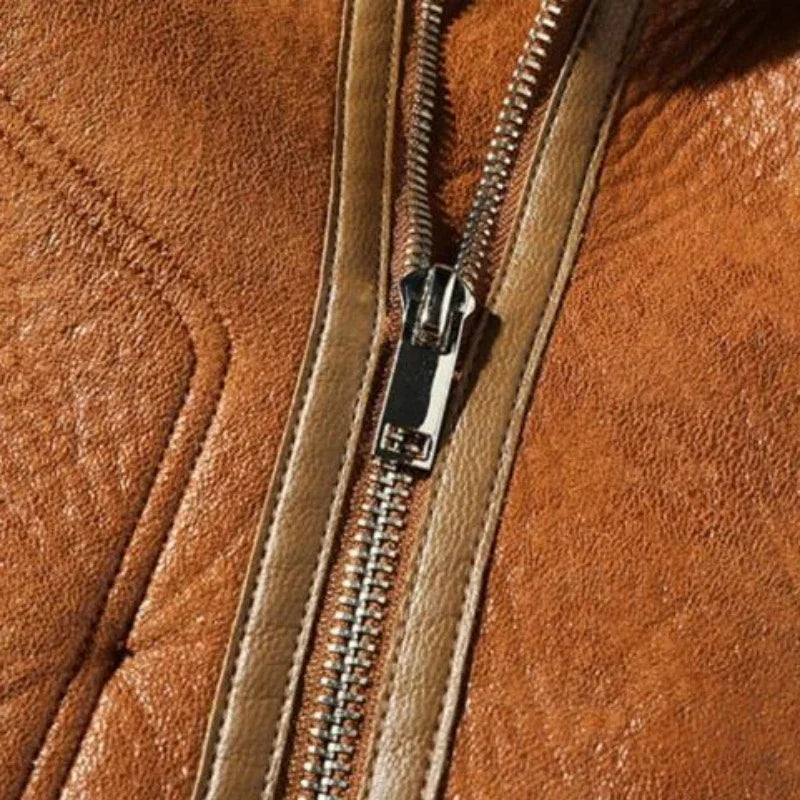 Jaqueta Masculina Couro Aviador com Pelucia Forrada