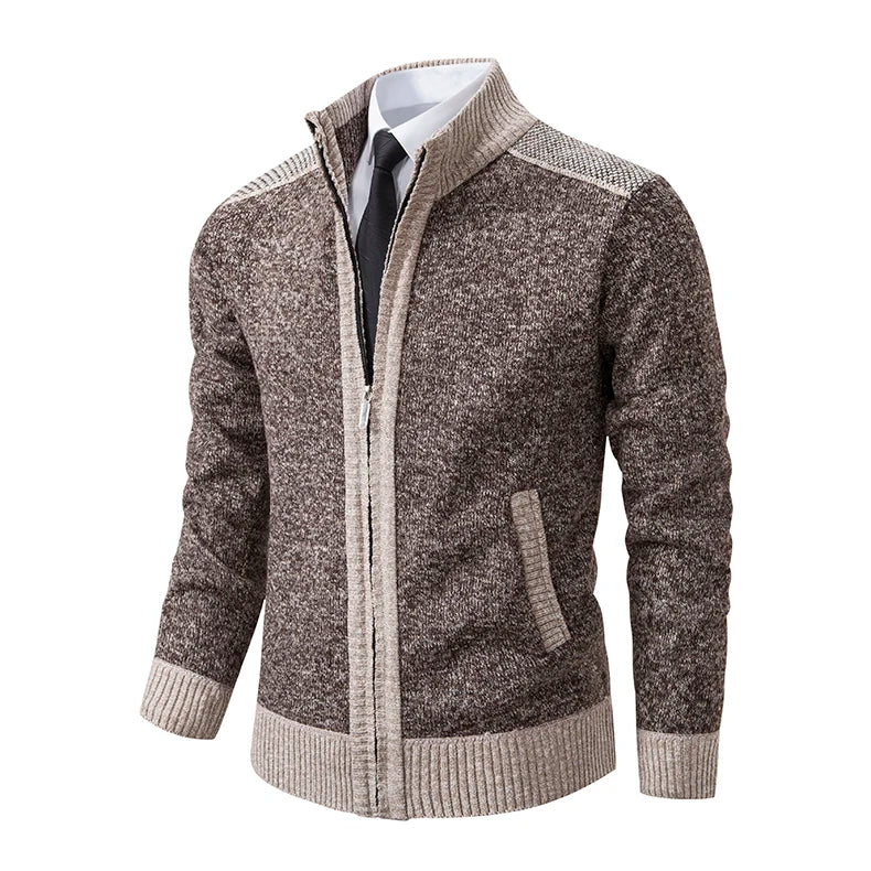 Casaco Cardigan Masculino Tricô Fechamento em Zíper