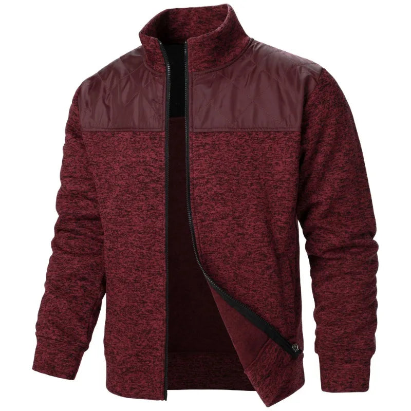 Jaqueta Masculina Fleece Mesclado com Recorte nos Ombros
