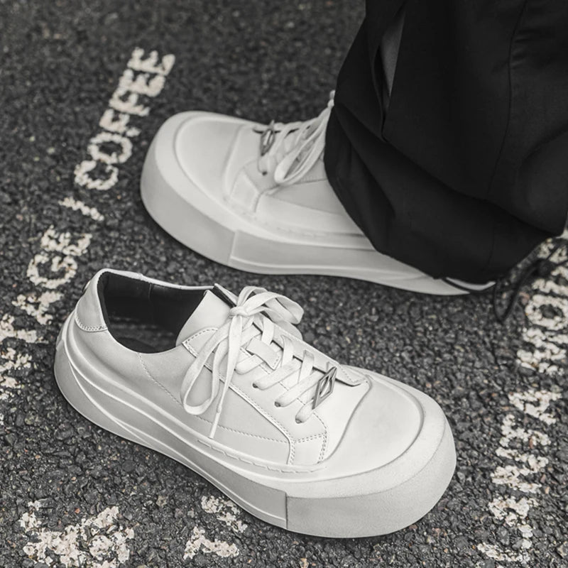 Tênis Skate Masculino Plataforma Couro Sola Alta Rebel