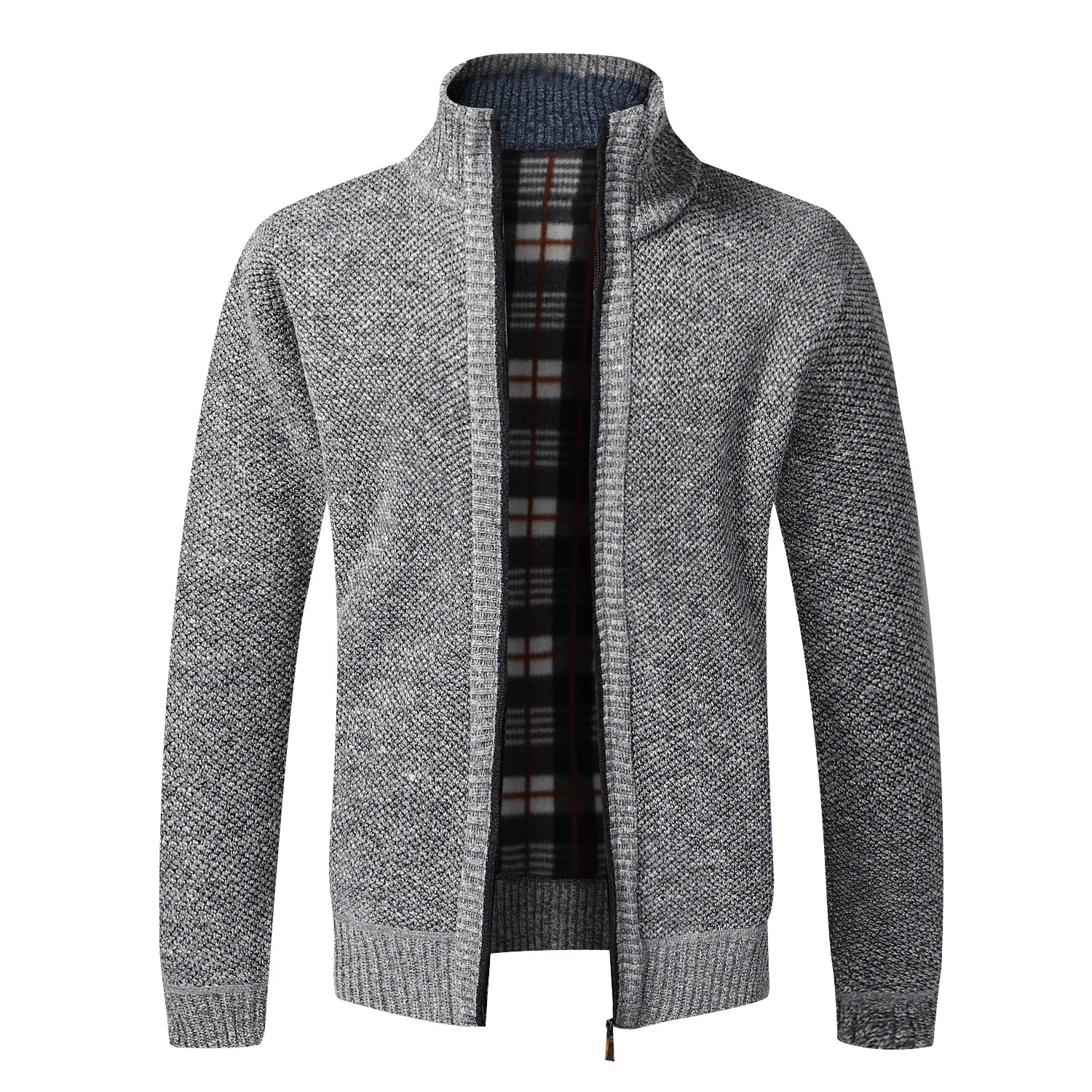 Cardigan Masculino De Tricô Forrado Peluciado Com Zíper