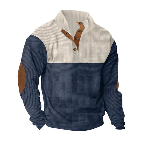 Blusa de Frio Masculina Tricô Bicolor com Botões