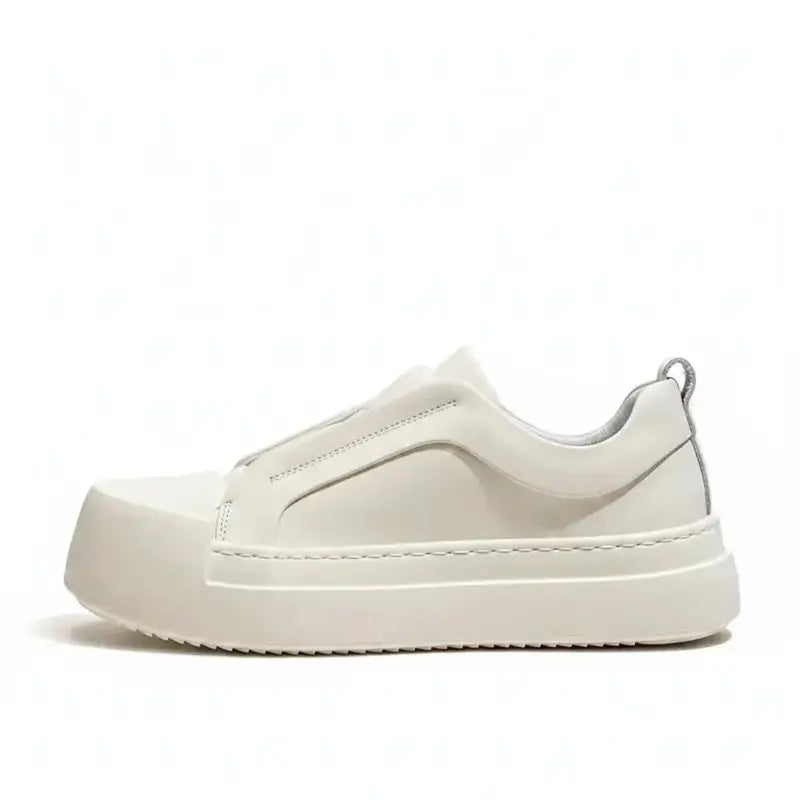 Tênis Slip-On Masculino Casual Plataforma Sola Alta Tratorada Couro Block