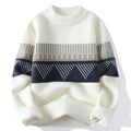 Suéter Masculino de Tricô Geométrico Blusão de Frio Jacquard