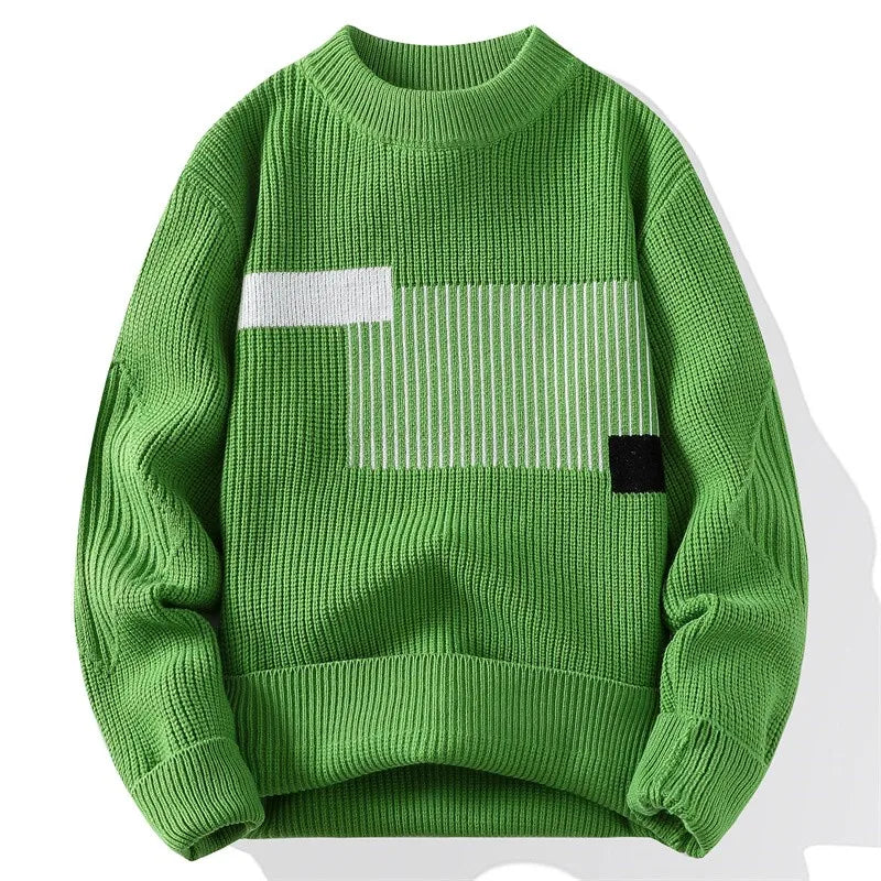 Blusa de Frio Masculina de Tricô Grosso com Detalhe Geométrico