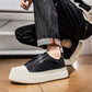 Tênis Slip-On Masculino Casual Plataforma Sola Alta Tratorada Couro Block
