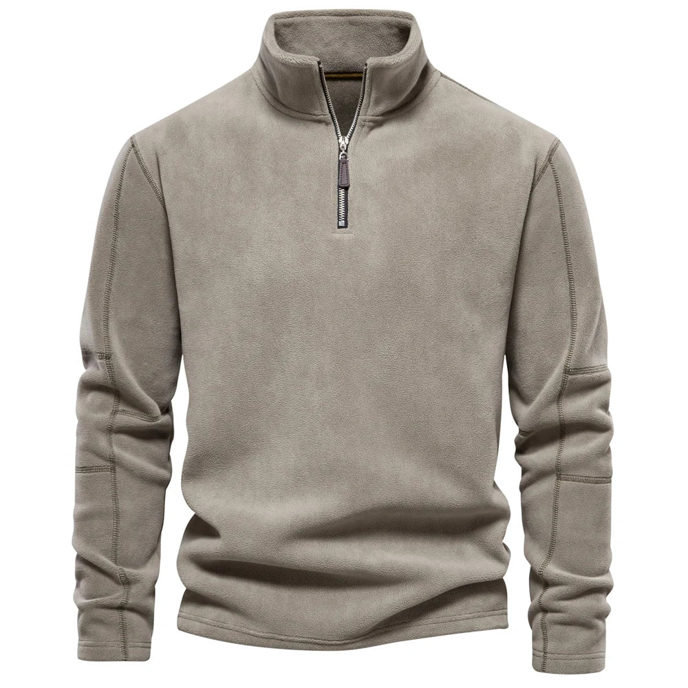 Blusa Fleece Masculina Térmica Com Meio Zíper Gola Alta