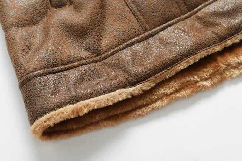 Jaqueta Masculina Camurça Forrada Com Pelúcia Alpaca Gola Polo