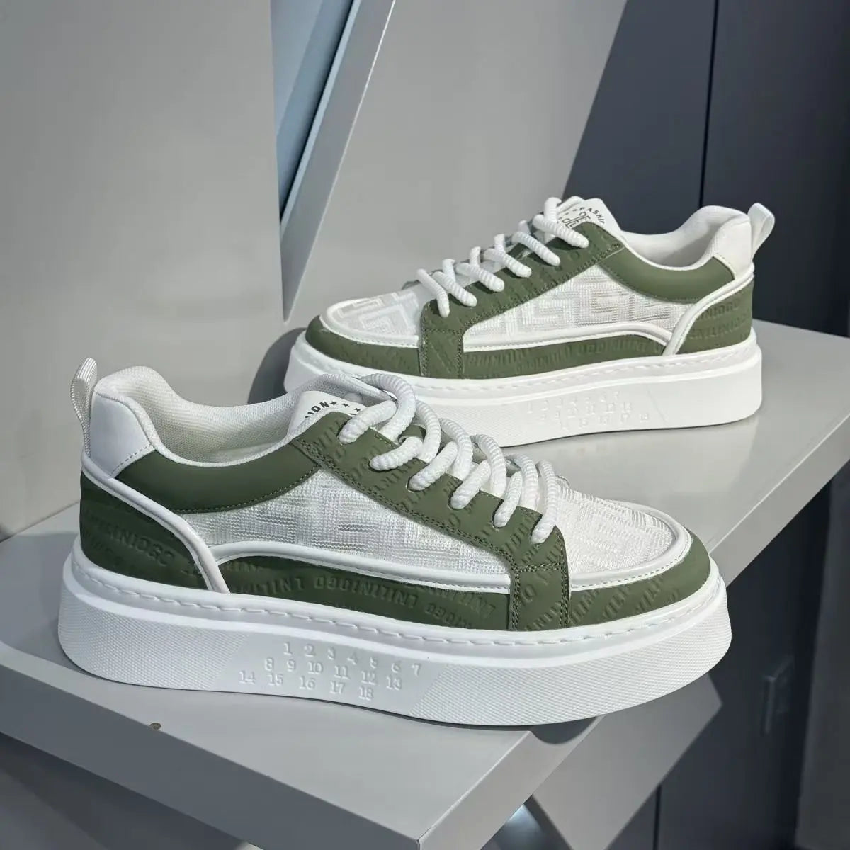 Tênis Masculino Casual Plataforma Sola Alta Texturizado Branco Cipher