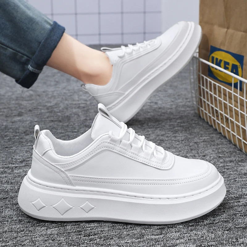 Tênis Sneaker Masculino Casual Plataforma Sola Alta Branco Diamond