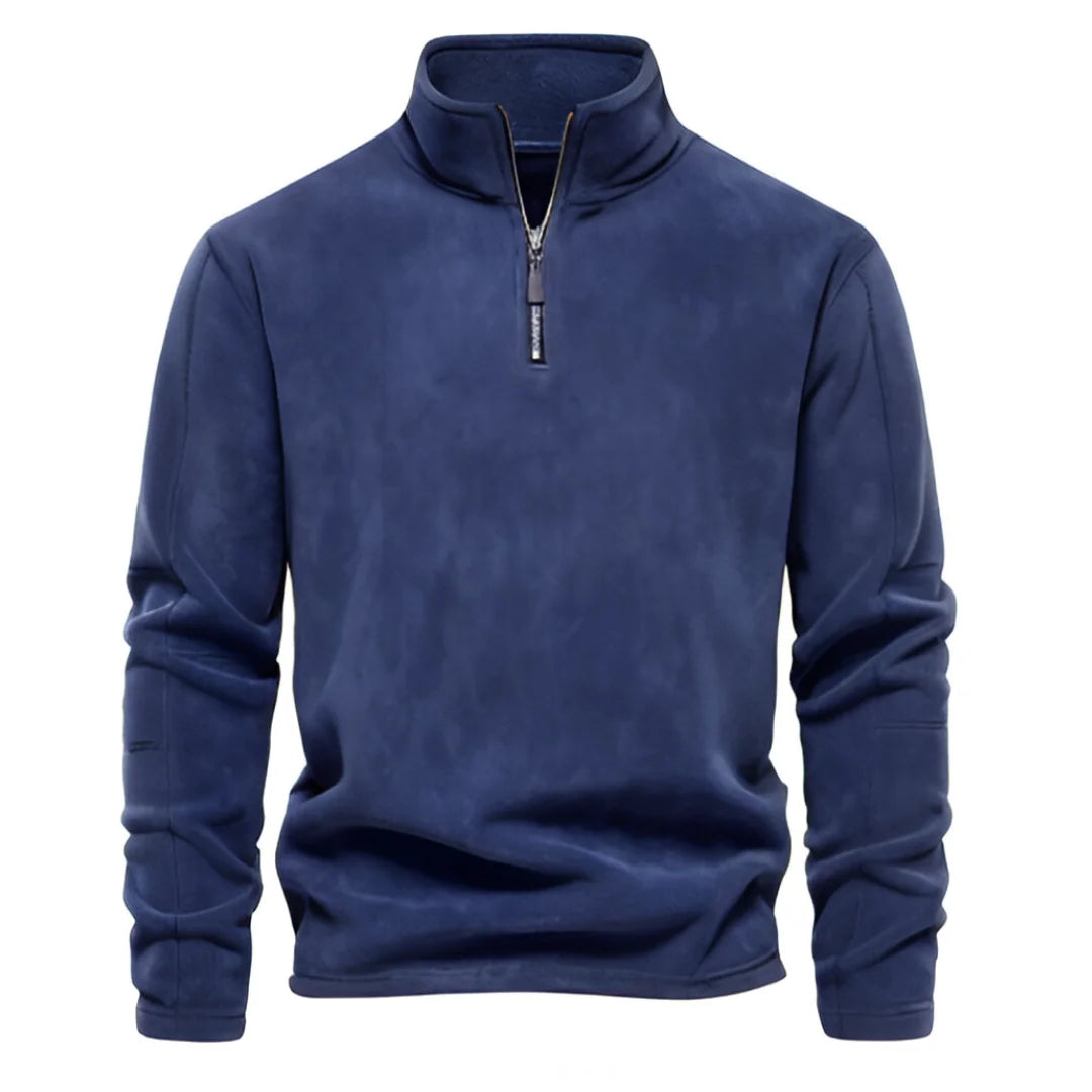 Blusa Fleece Masculina Térmica Com Meio Zíper Gola Alta