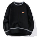 Suéter Masculino de Tricô Canelado Manga Raglan Gola Média