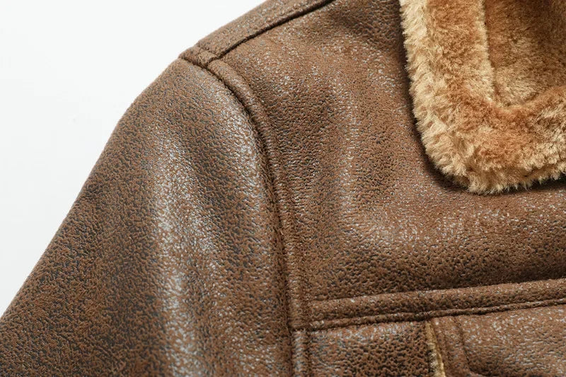 Jaqueta Masculina Camurça Forrada Com Pelúcia Alpaca Gola Polo
