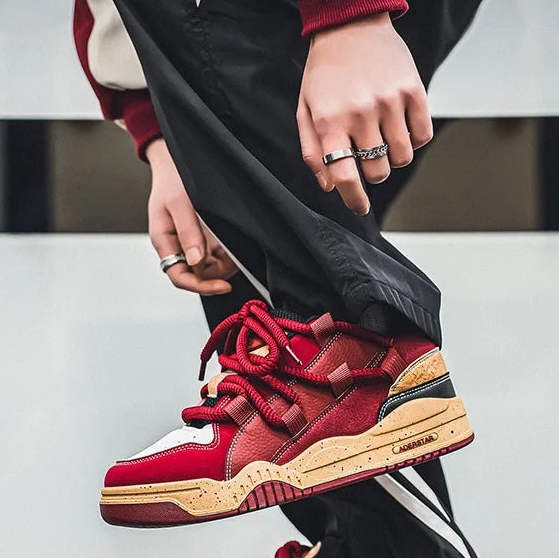 Tênis Masculino Chunky Plataforma Vermelho com Corda