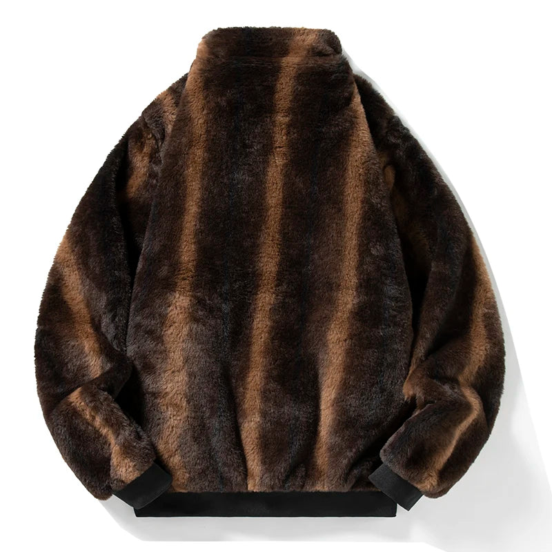 Jaqueta Pelúcia Masculina Teddy de Pelo Sintético Oversized